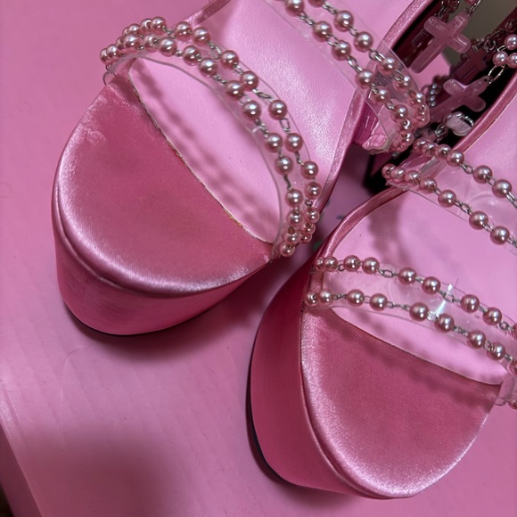 NIB Dolls Kill Sugar Thrillz Sweet Holy Revelation Platform Heels Size 9 - Picture 5 of 16